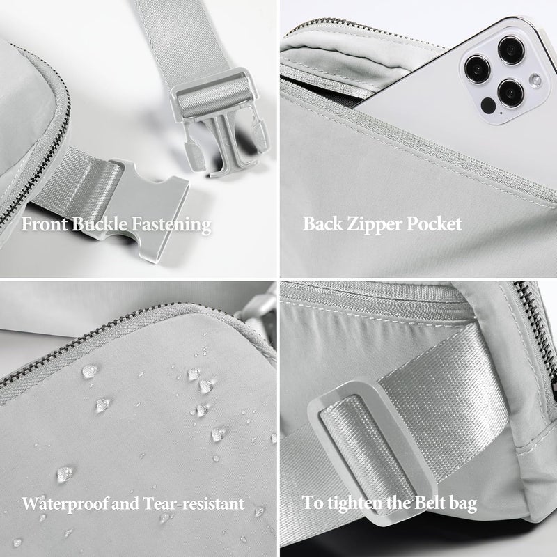ODODOS Unisex Mini Belt Bag with Adjustable Strap Small Fanny Pack for Workout Running Traveling Hiking, Light Grey - Image 5